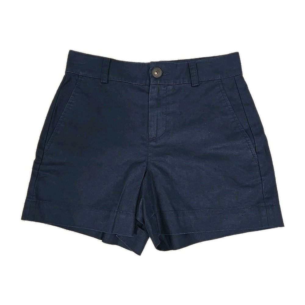 VINCE High Waisted Shorts 4" Hemp Cotton Coastal Casual Navy Blue Women's Size 2
